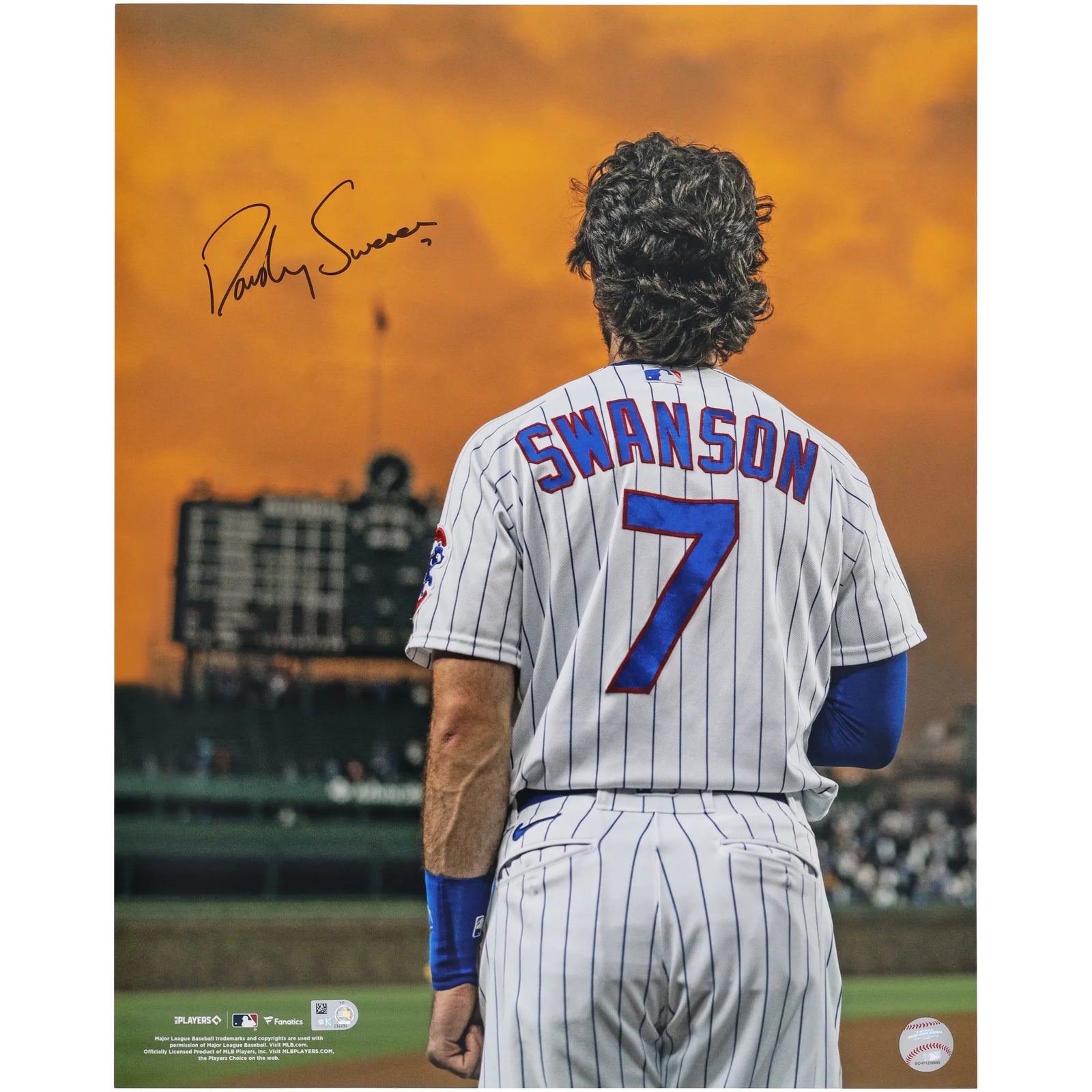 Dansby Swanson Chicago Cubs Autographed Fanatics Authentic 16" x 20" Standing Under Sunset Photograph