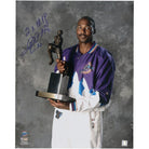 Karl Malone Utah Jazz Autographed Fanatics Authentic 16" x 20" Holding MVP Trophy Photograph with "2X M.V.P." Inscription