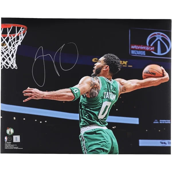 Jayson Tatum Signed 16 x 20 Dunking Spotlight Photograph | Boston Celtics