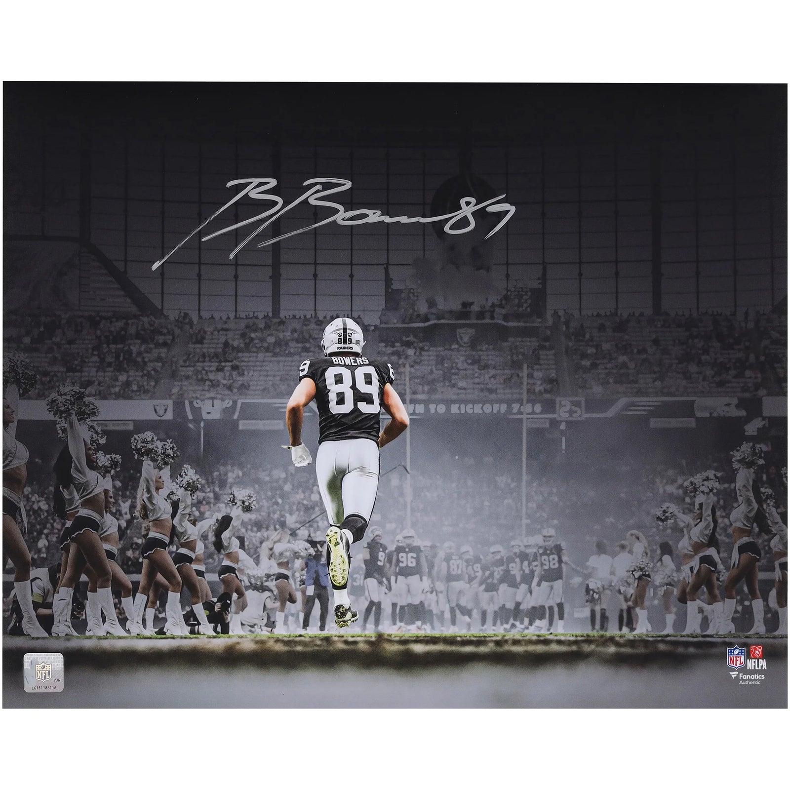 Brock Bowers Las Vegas Raiders Autographed Fanatics Authentic 16" x 20" Running on Field Entrance Spotlight Photograph