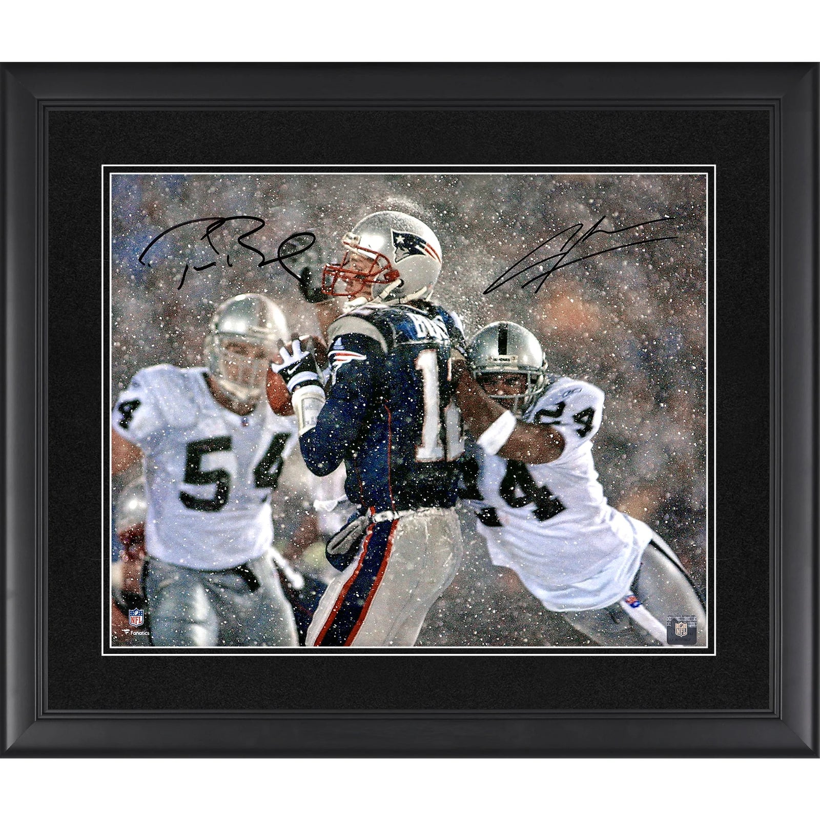 Tom Brady & Charles Woodson Signed 16 x 20 Tuck Game Photograph | Framed