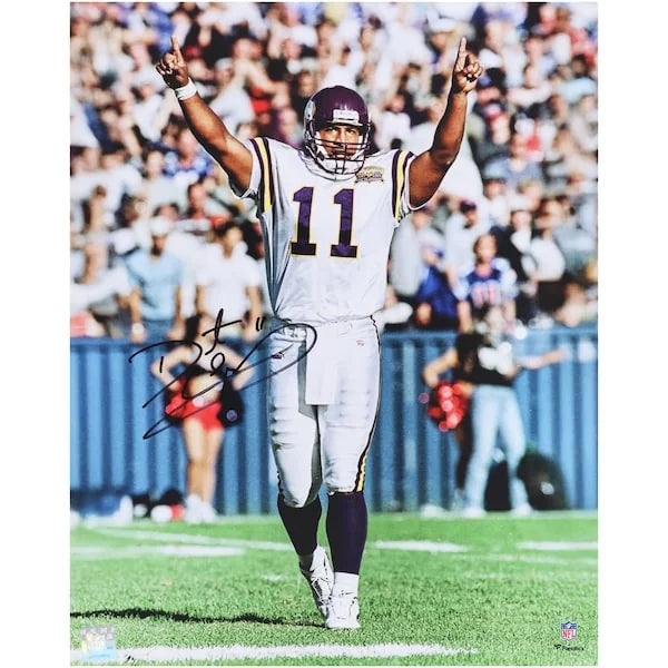 Daunte Culpepper Signed 16 x 20 Vikings Photo | Hands Up White Jersey