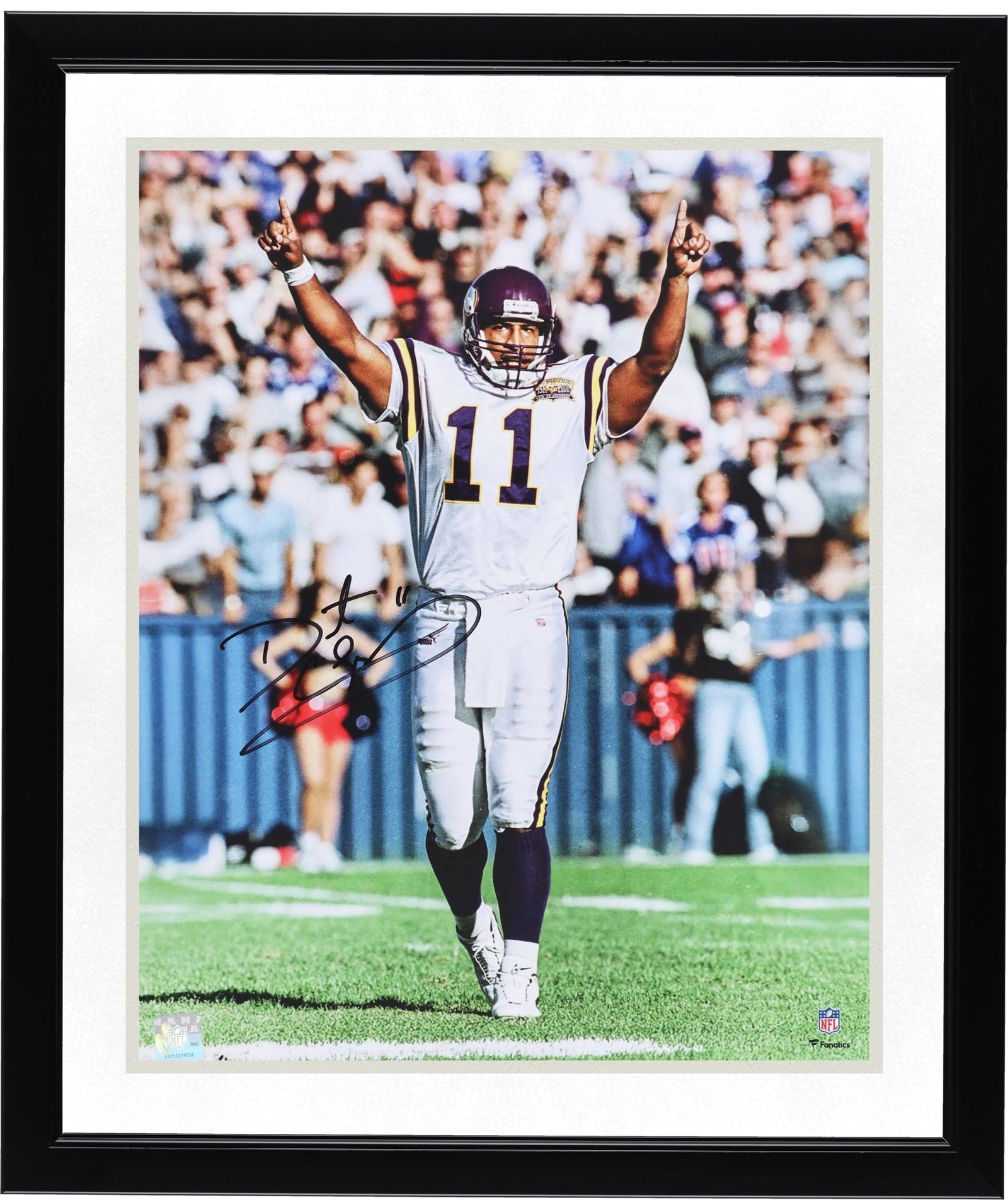 Daunte Culpepper Signed 16 x 20 Vikings Photo | Hands Up White Jersey