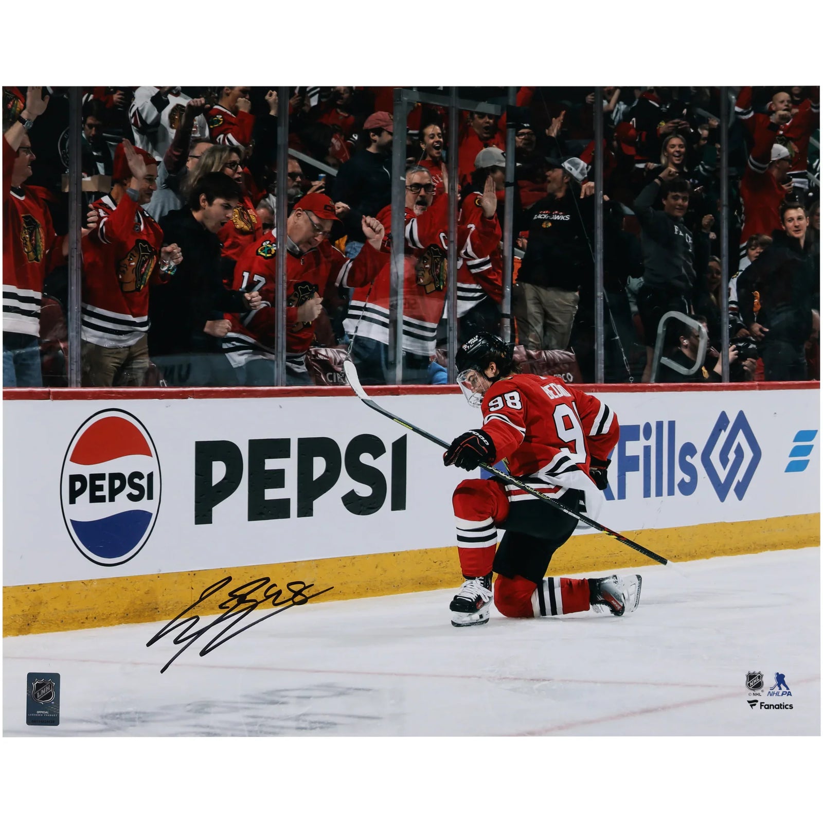 Connor Bedard Chicago Blackhawks Autographed Fanatics Authentic 16" x 20" Red Jersey Celebration Photograph