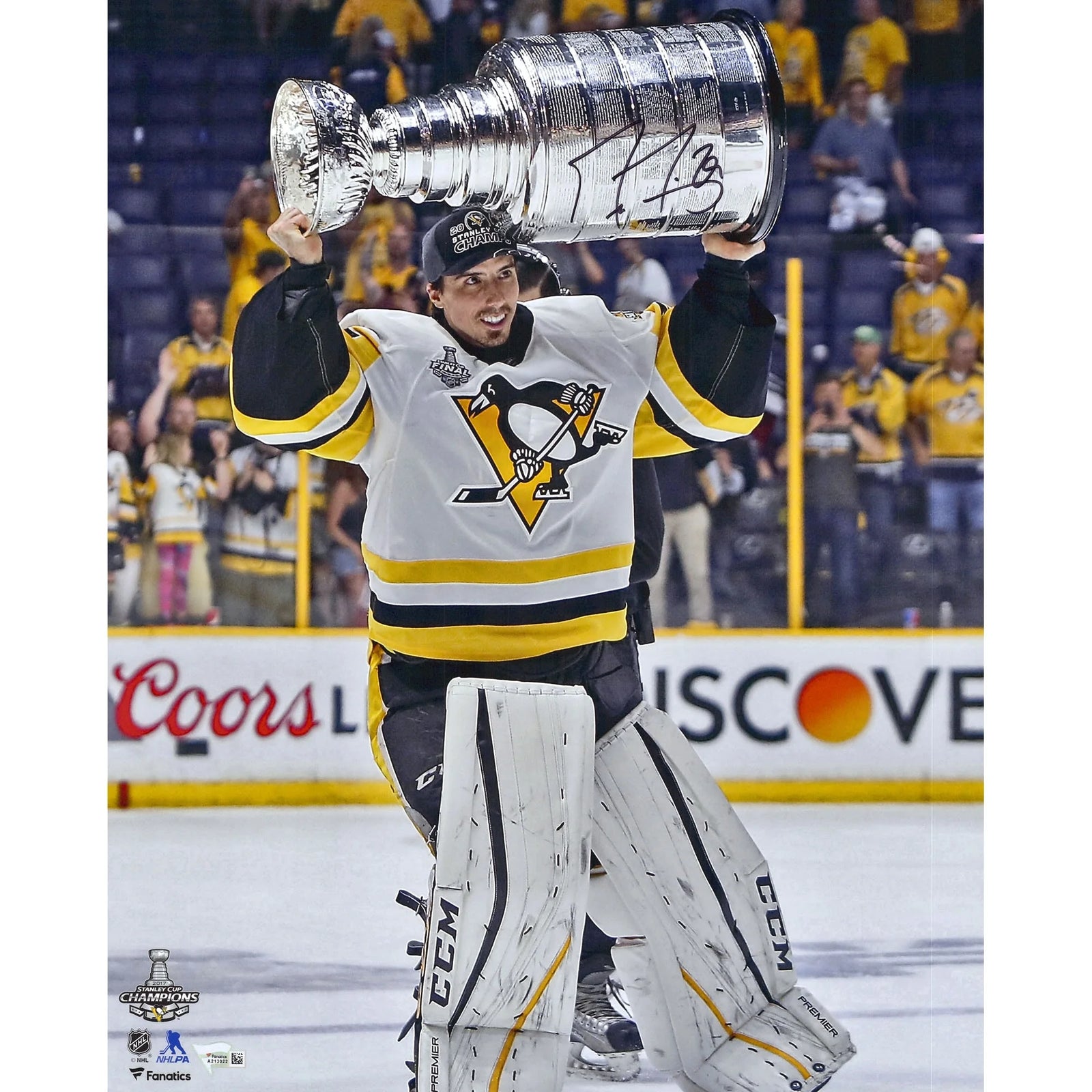 Marc-Andre Fleury Signed 16 x 20 Raising Cup Photograph | Penguins