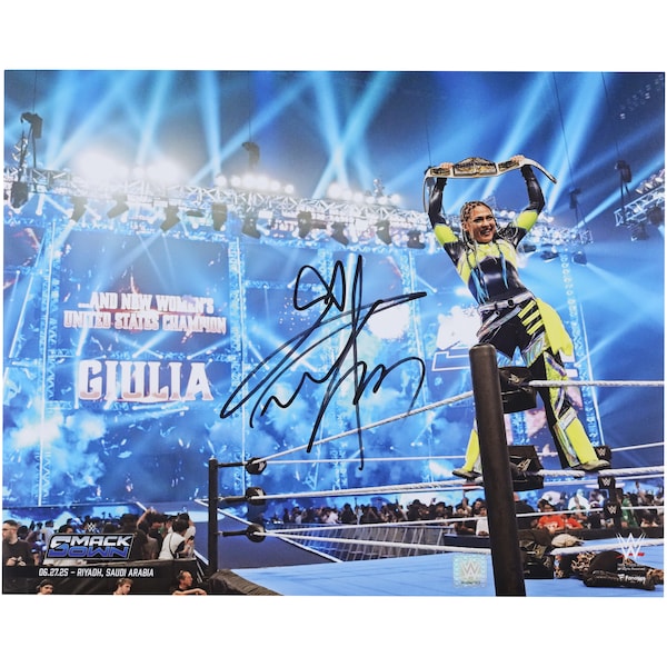 Giulia WWE Autographed Fanatics Authentic 16" x 20" Raising Title Photograph