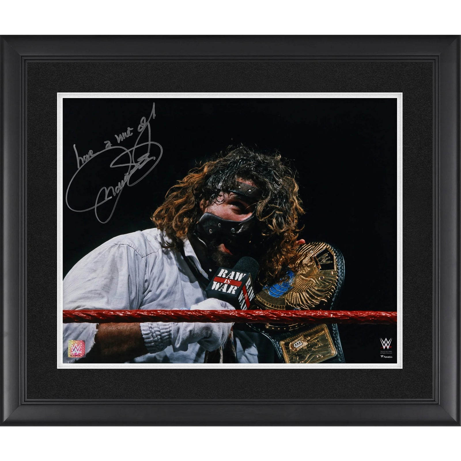 Mankind Signed 16 x 20 WWE Title Photograph | Have A Nice Day Inscription