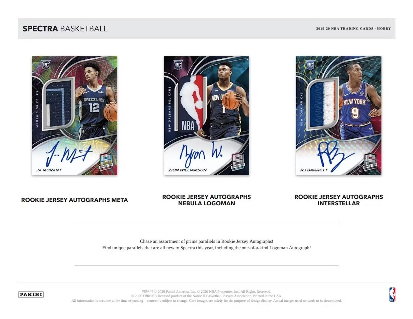 2019-20 Panini Spectra Basketball Hobby Trading Cards