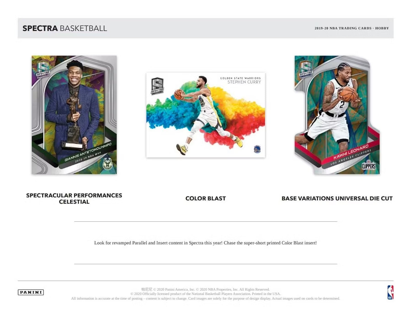 2019-20 Panini Spectra Basketball Hobby Trading Cards