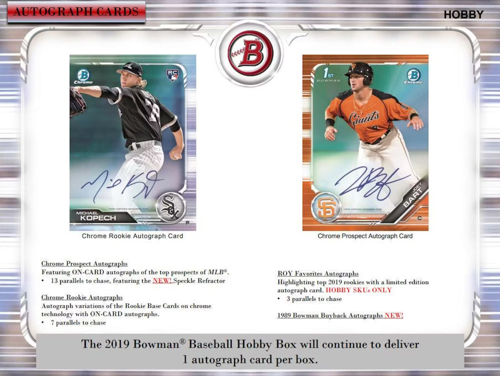 2019 Topps Bowman Baseball Jumbo Hobby Trading Cards