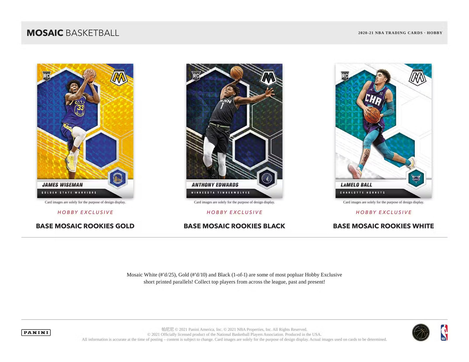 2020-21 Panini Mosaic Basketball Hobby Trading Cards