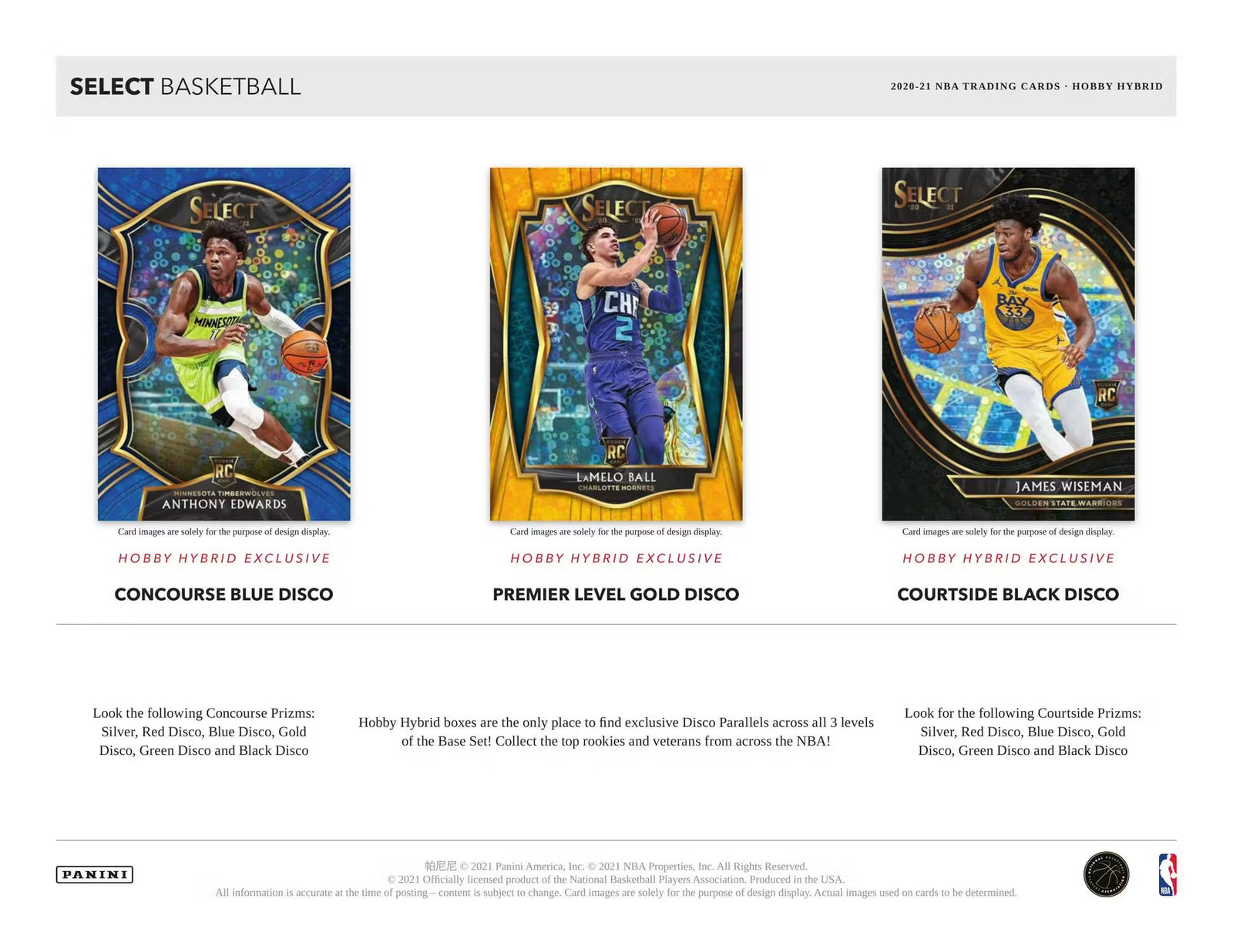 2020-21 Panini Select Basketball H2 Trading Cards