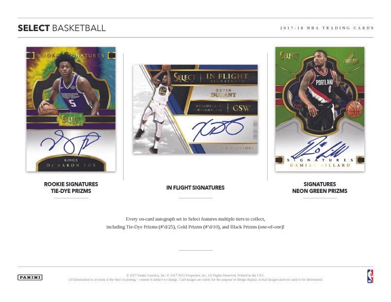 2017 - 18 Panini Select Basketball Hobby Trading Cards - The Ballers Bank