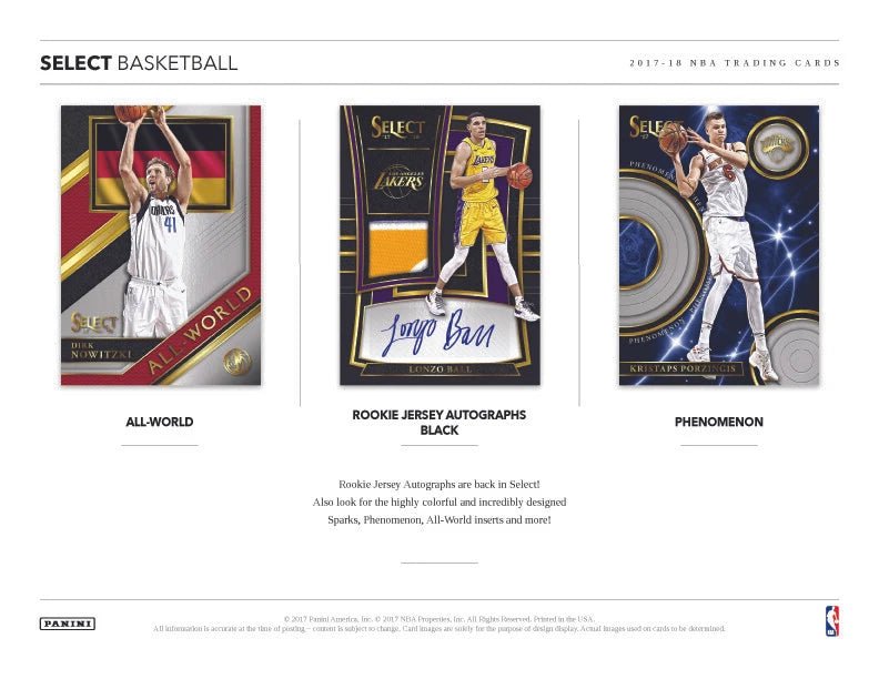 2017 - 18 Panini Select Basketball Hobby Trading Cards - The Ballers Bank