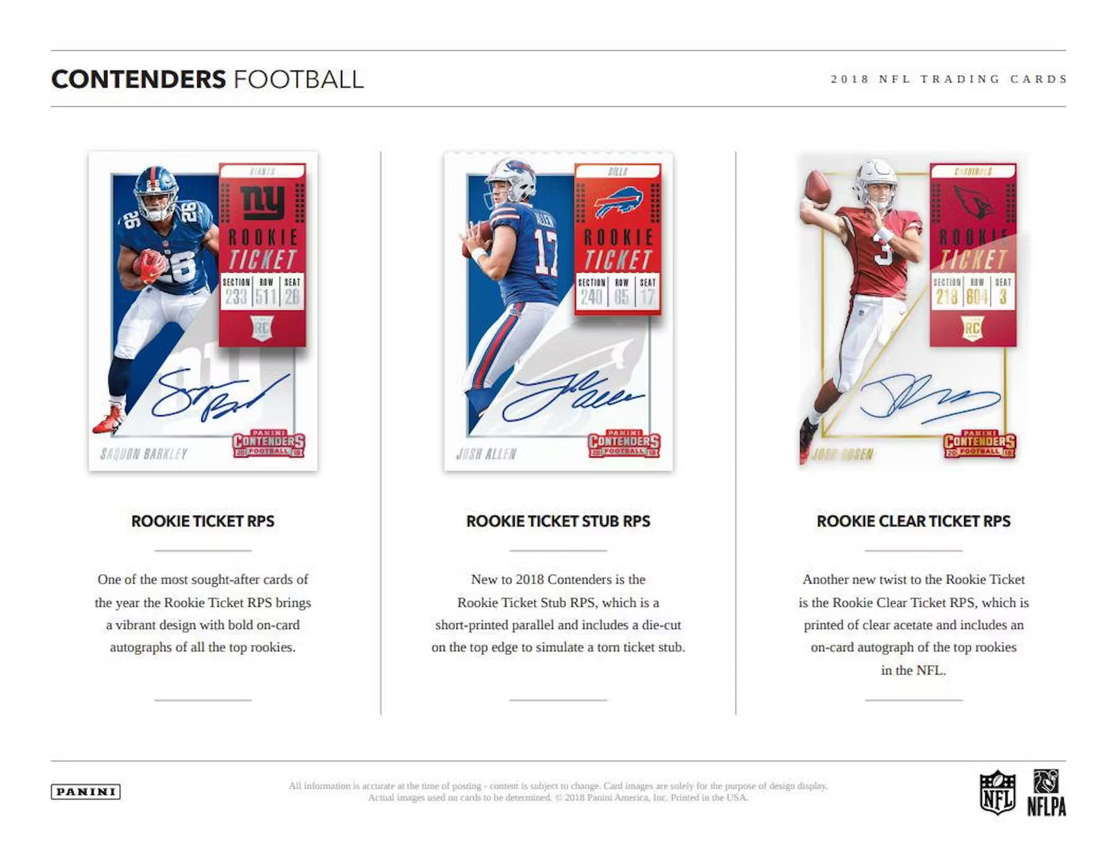 2018 Panini Contenders Football Hobby Trading Cards