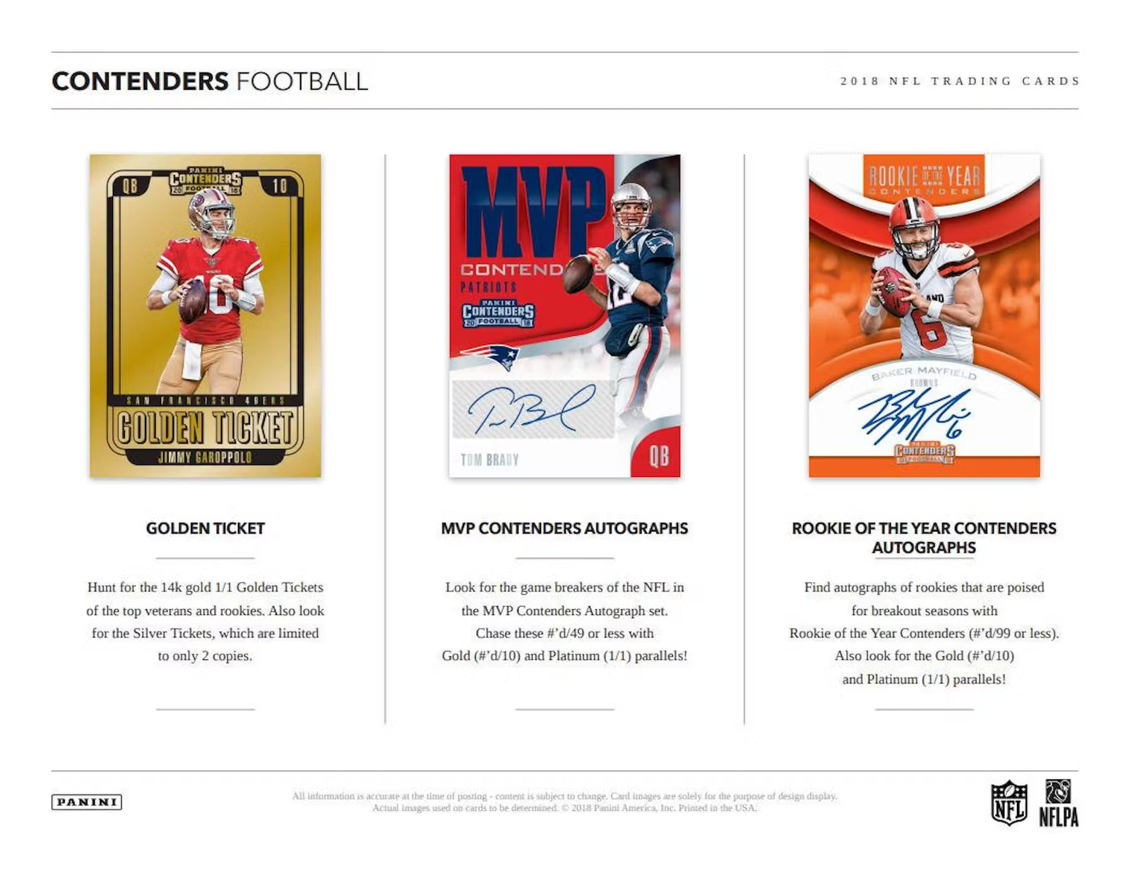 2018 Panini Contenders Football Hobby Trading Cards
