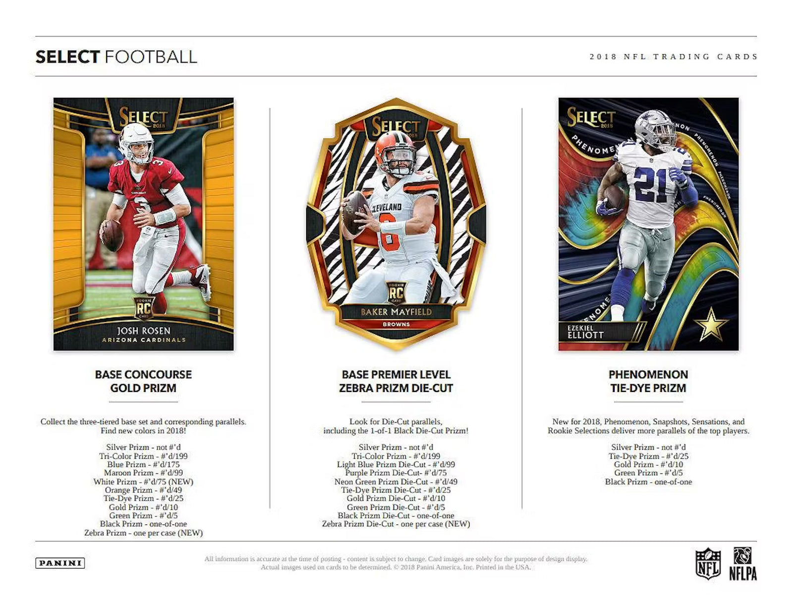 2018 Panini Select Football Hobby Trading Cards