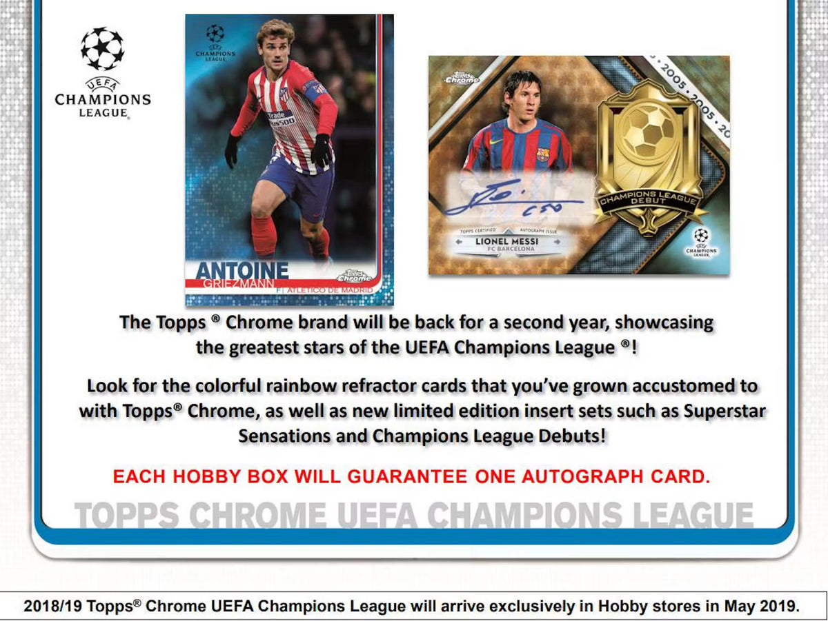 2018-19 Topps Chrome Soccer UEFA Champions League Hobby Trading Cards LV