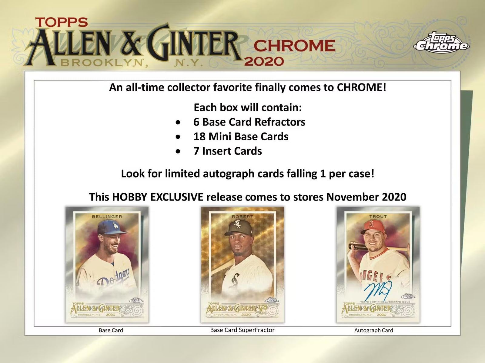 2020 Topps Chrome Allen & Ginter Baseball Hobby Trading Cards
