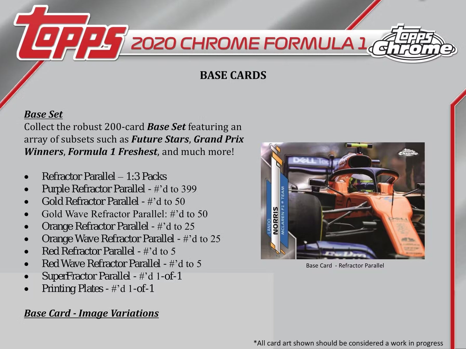 2020 Topps Chrome F1 Hobby Trading Cards