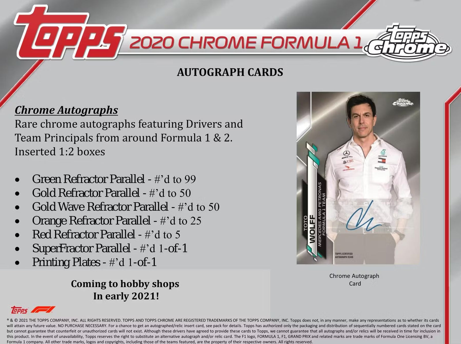 2020 Topps Chrome F1 Hobby Trading Cards