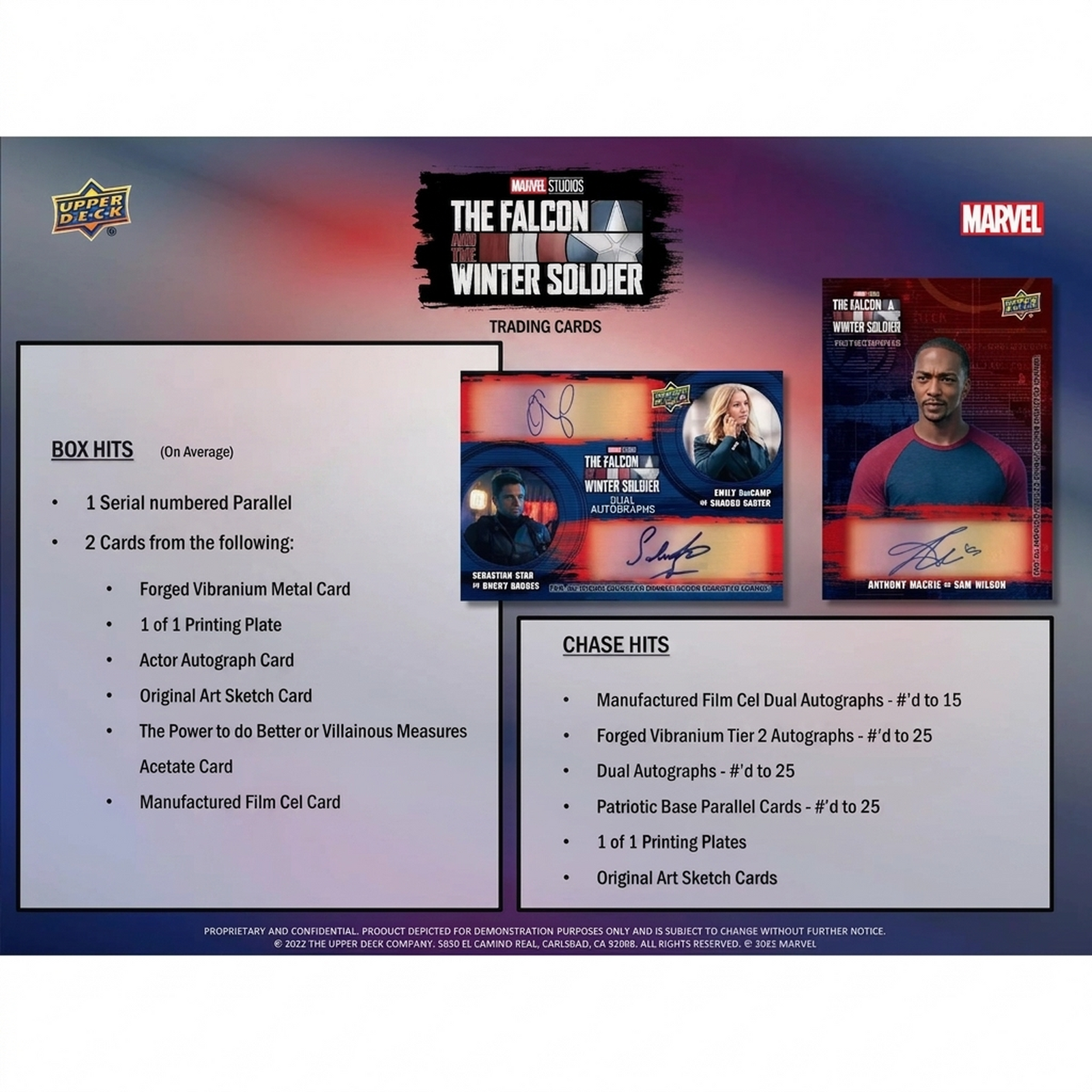 2022 Upper Deck Marvel Studios The Falcon and the Winter Soldier Hobby Box (Ships Sealed Only)