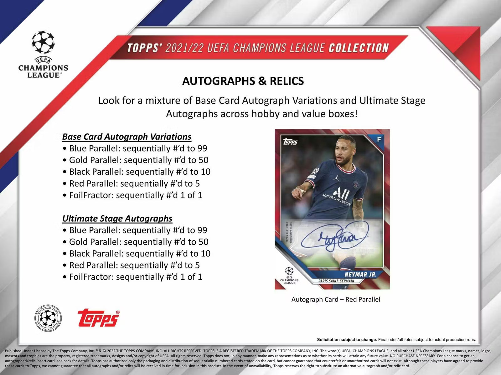 2021-22 Topps UEFA Champions League Collection Soccer Blaster Trading Cards LV