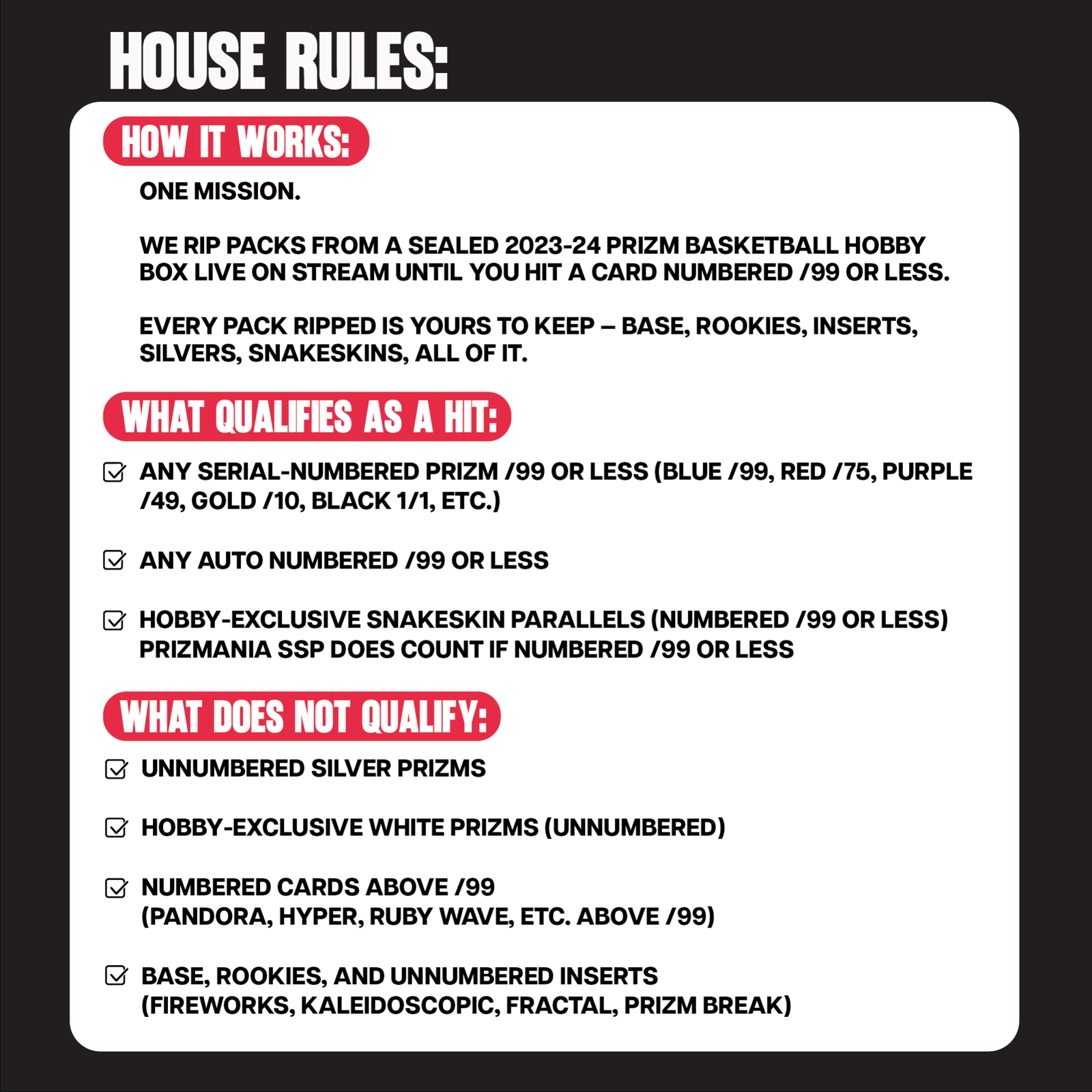 2023 - 24 Prizm Basketball RTYH /99 or Less — Rip Til You Hit - The Ballers Bank