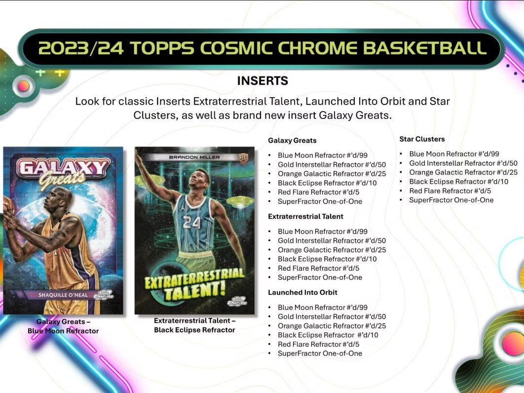 2023 - 24 Topps Cosmic Chrome Basketball Hobby Trading Cards LV - The Ballers Bank