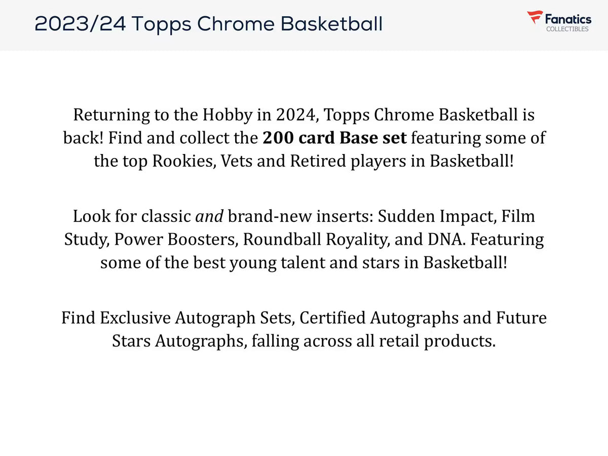 2023-24 Topps Chrome Basketball Monster Trading Cards
