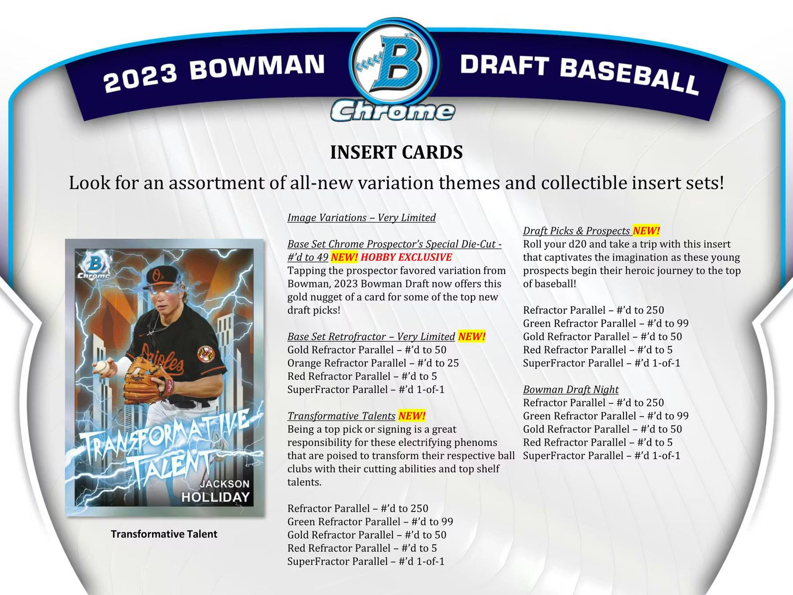 2023 Topps Bowman Draft Baseball Jumbo Trading Cards