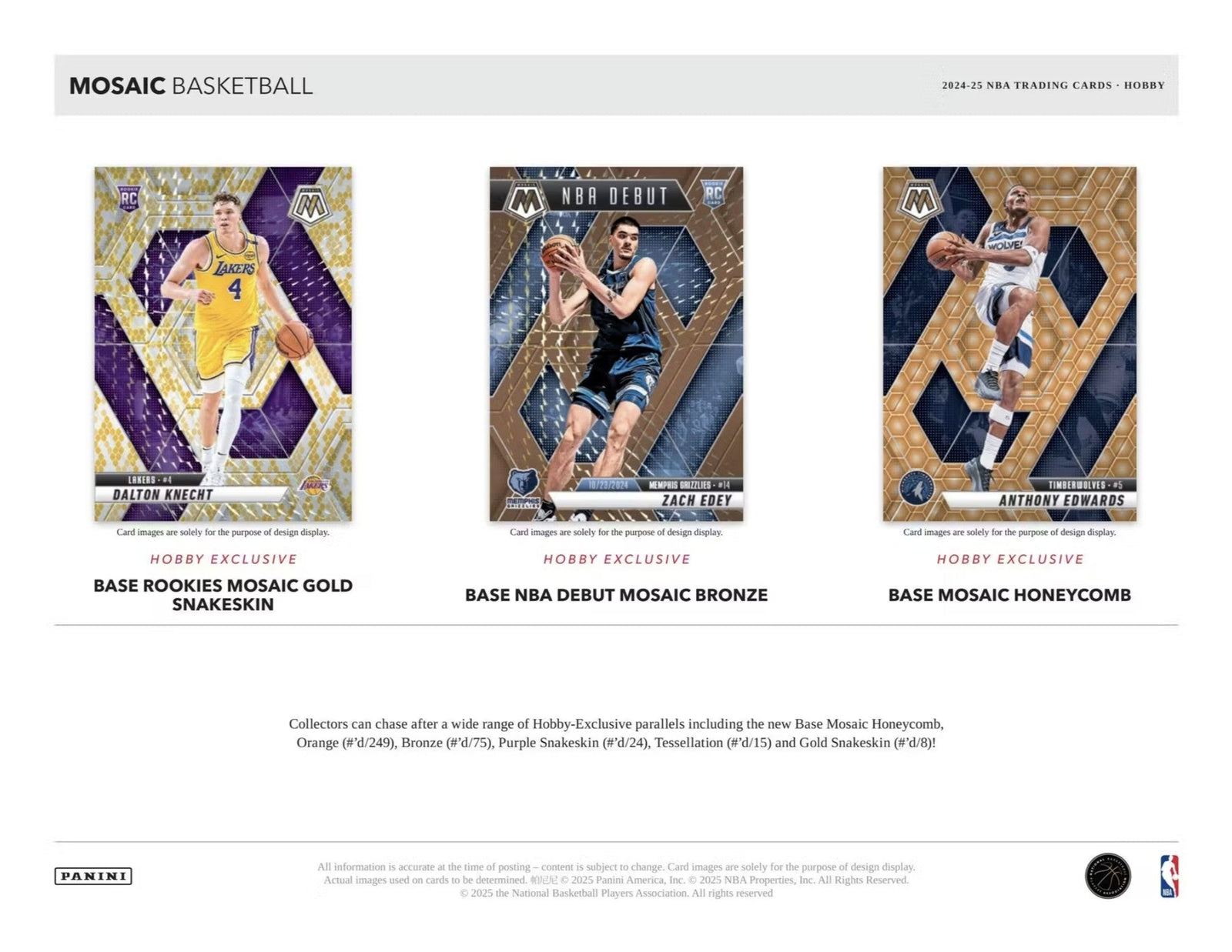 2024 - 25 Panini Mosaic Basketball Hobby Trading Cards - The Ballers Bank
