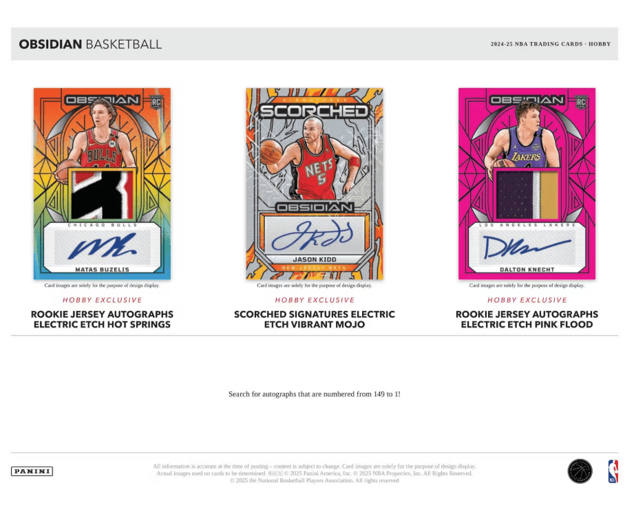 2024 - 25 Panini Obsidian Basketball Hobby Trading Cards - The Ballers Bank