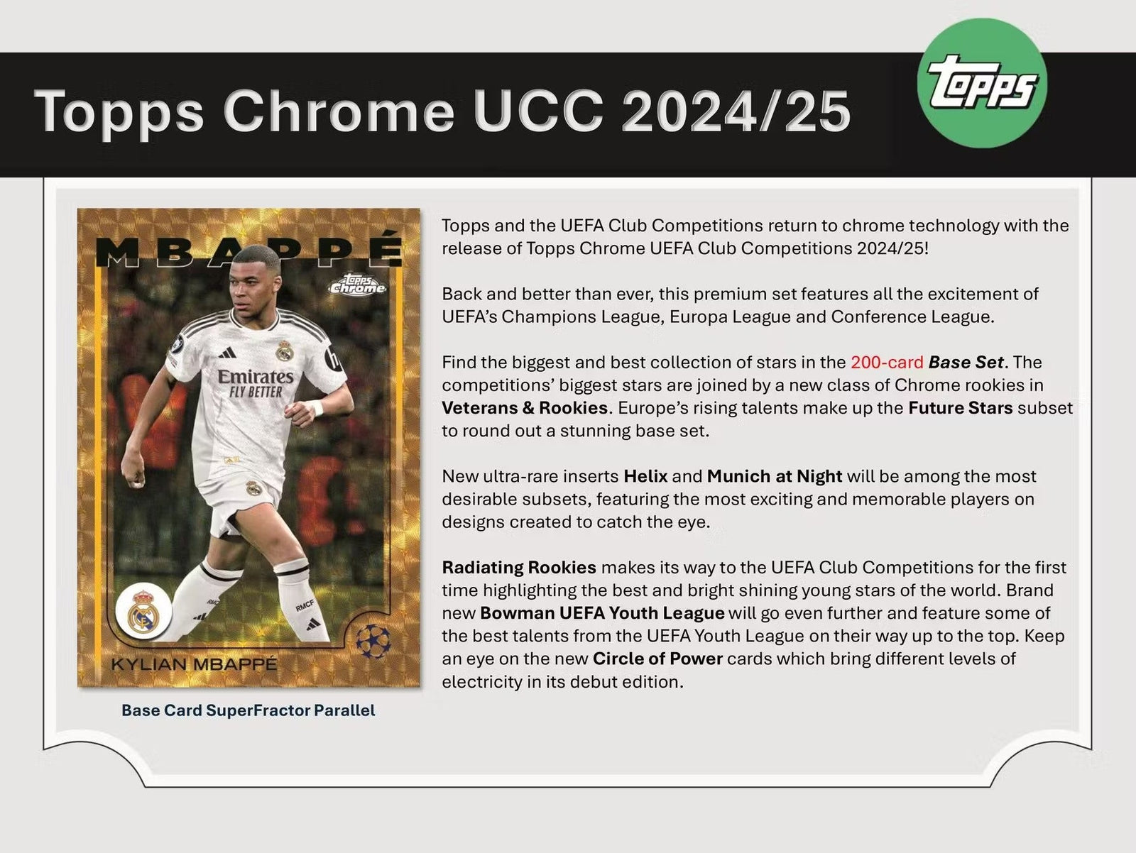2024 - 25 Topps Chrome UEFA Club Competitions Soccer Hobby Trading Cards LV - The Ballers Bank