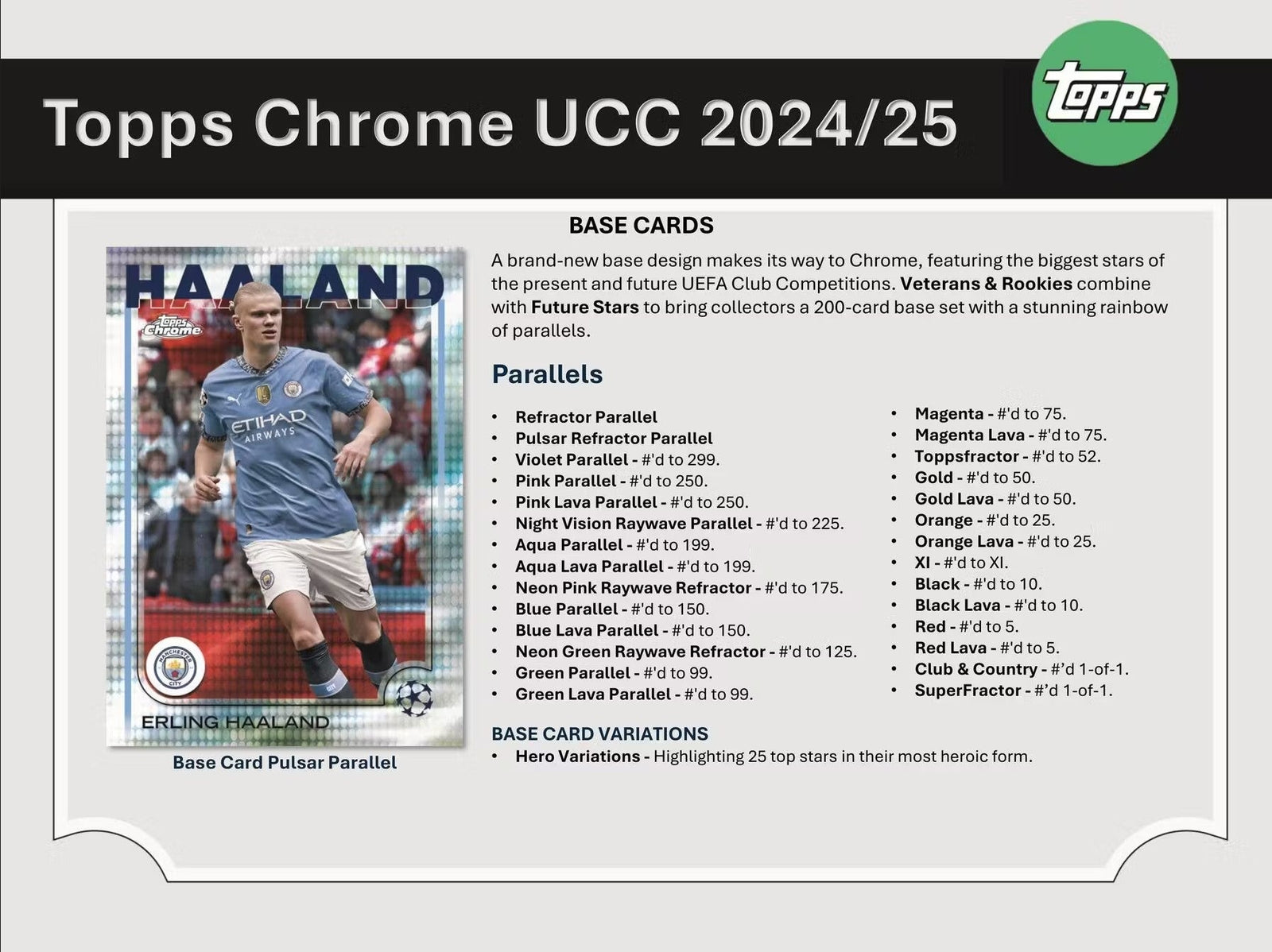2024 - 25 Topps Chrome UEFA Club Competitions Soccer Hobby Trading Cards LV - The Ballers Bank