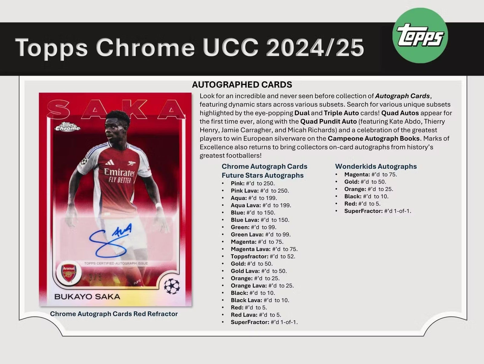 2024 - 25 Topps Chrome UEFA Club Competitions Soccer Jumbo Trading Cards LV - The Ballers Bank