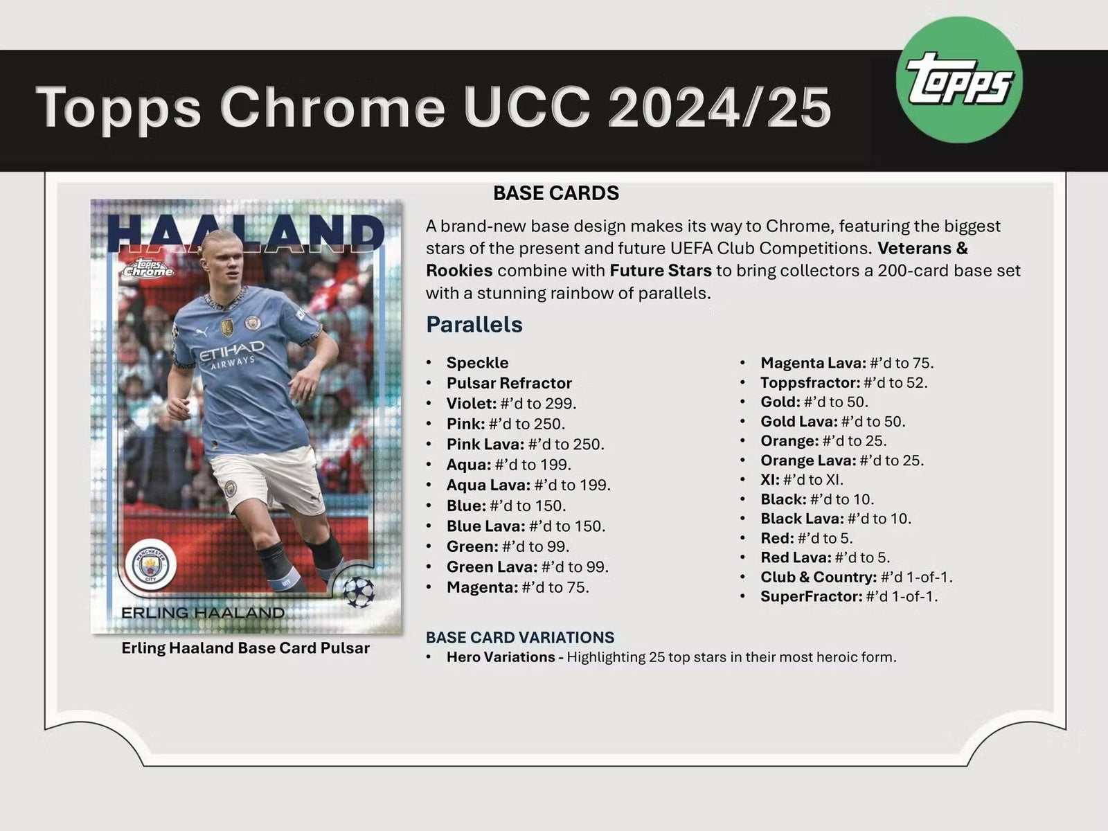 2024 - 25 Topps Chrome UEFA Club Competitions Soccer Jumbo Trading Cards LV - The Ballers Bank