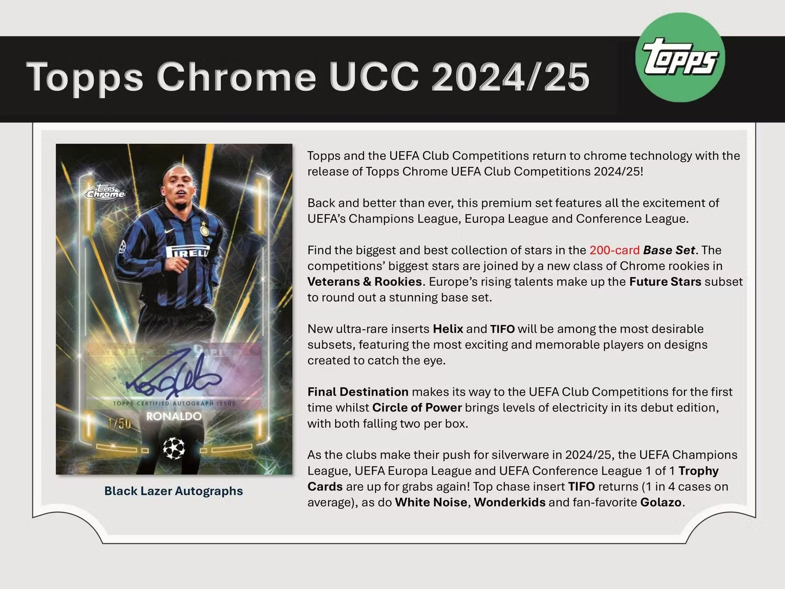 2024 - 25 Topps Chrome UEFA Club Competitions Soccer Jumbo Trading Cards LV - The Ballers Bank