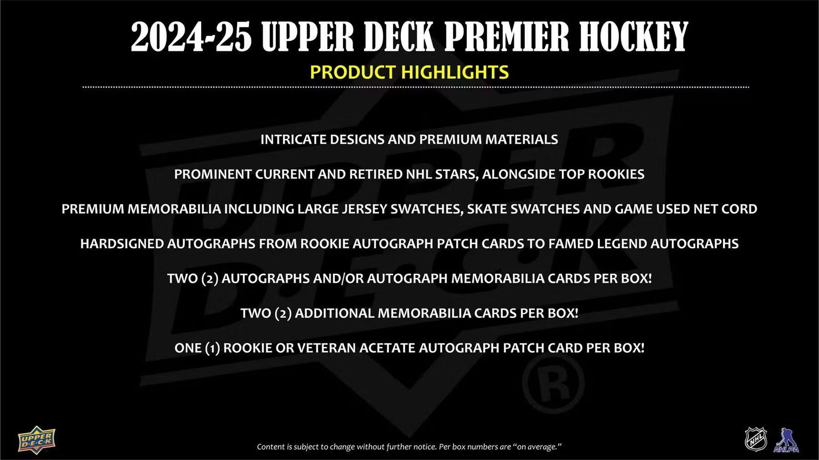 2024 - 25 Upper Deck Premier Hockey Hobby Trading Cards LV - The Ballers Bank