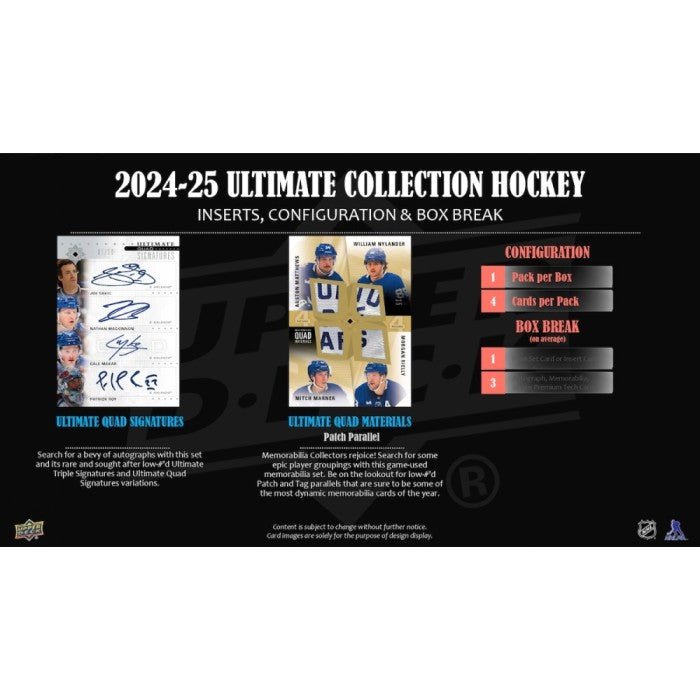 2024 - 25 Upper Deck Ultimate Collection Hockey Hobby Trading Cards - The Ballers Bank