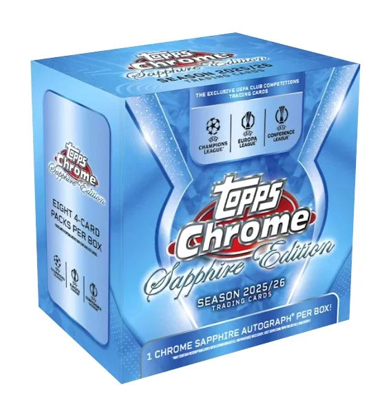 2025-26 Topps UEFA Club Competitions Chrome Sapphire Edition | 10 Box Case (Ships Sealed Only)