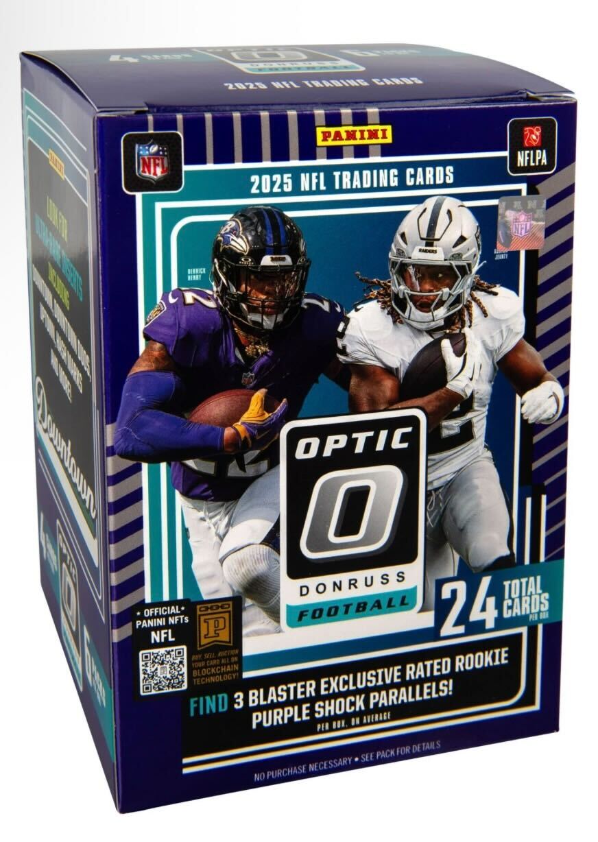 2025 Panini Donruss Optic Football Blaster Trading Cards Purple Shock LV - The Ballers Bank