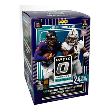 2025 Panini Donruss Optic Football Blaster Trading Cards Purple Shock LV - The Ballers Bank