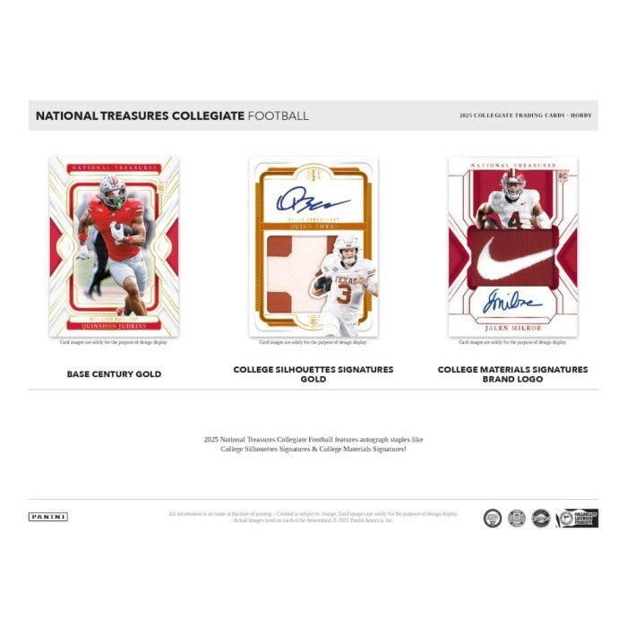2025 Panini National Treasures Collegiate Football Hobby Trading Cards - The Ballers Bank