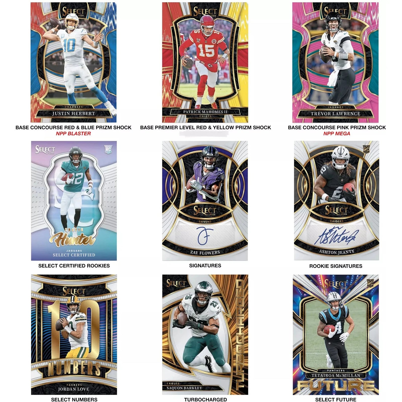 2025 Panini Select Football Mega Trading Cards Black Red Prizm - The Ballers Bank