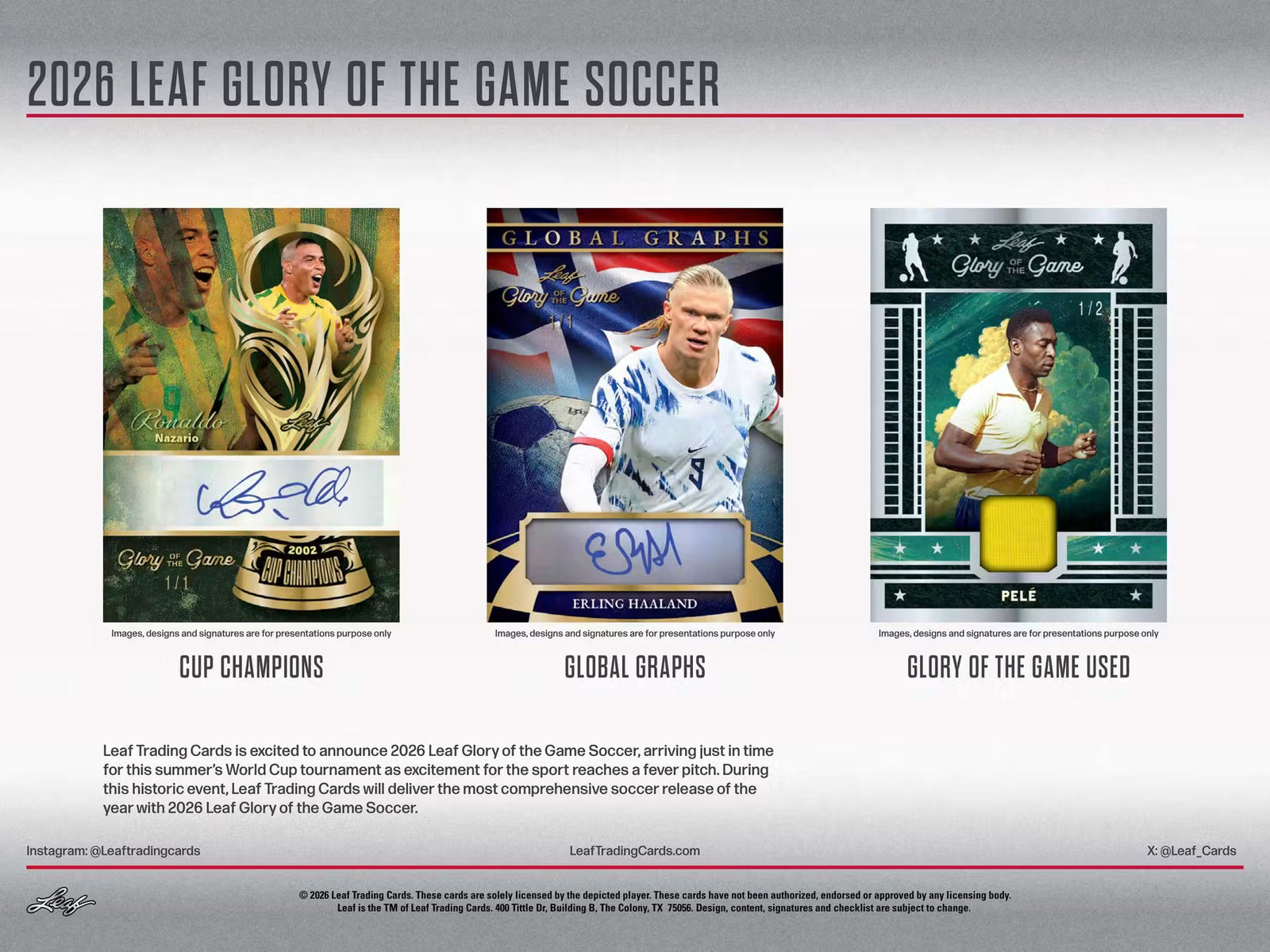 2026 Leaf Glory of the Game Soccer Hobby Trading Cards