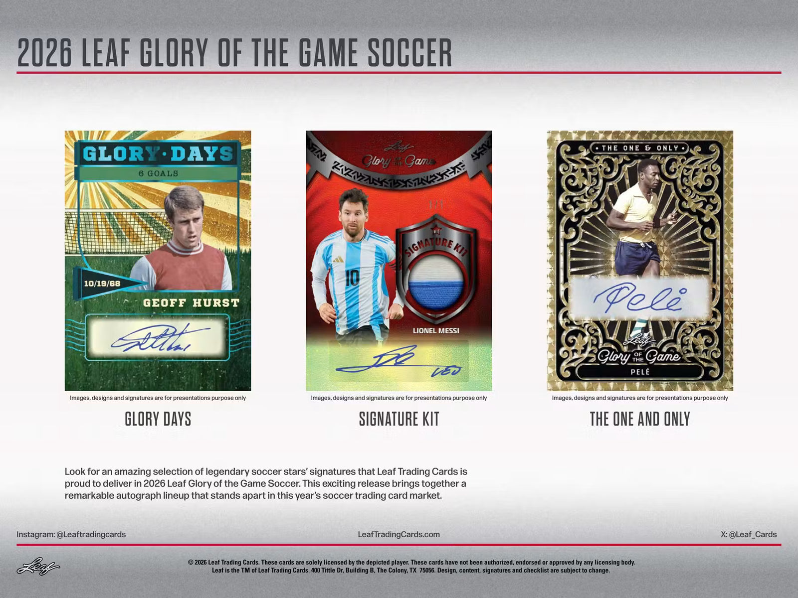 2026 Leaf Glory of the Game Soccer Hobby Trading Cards