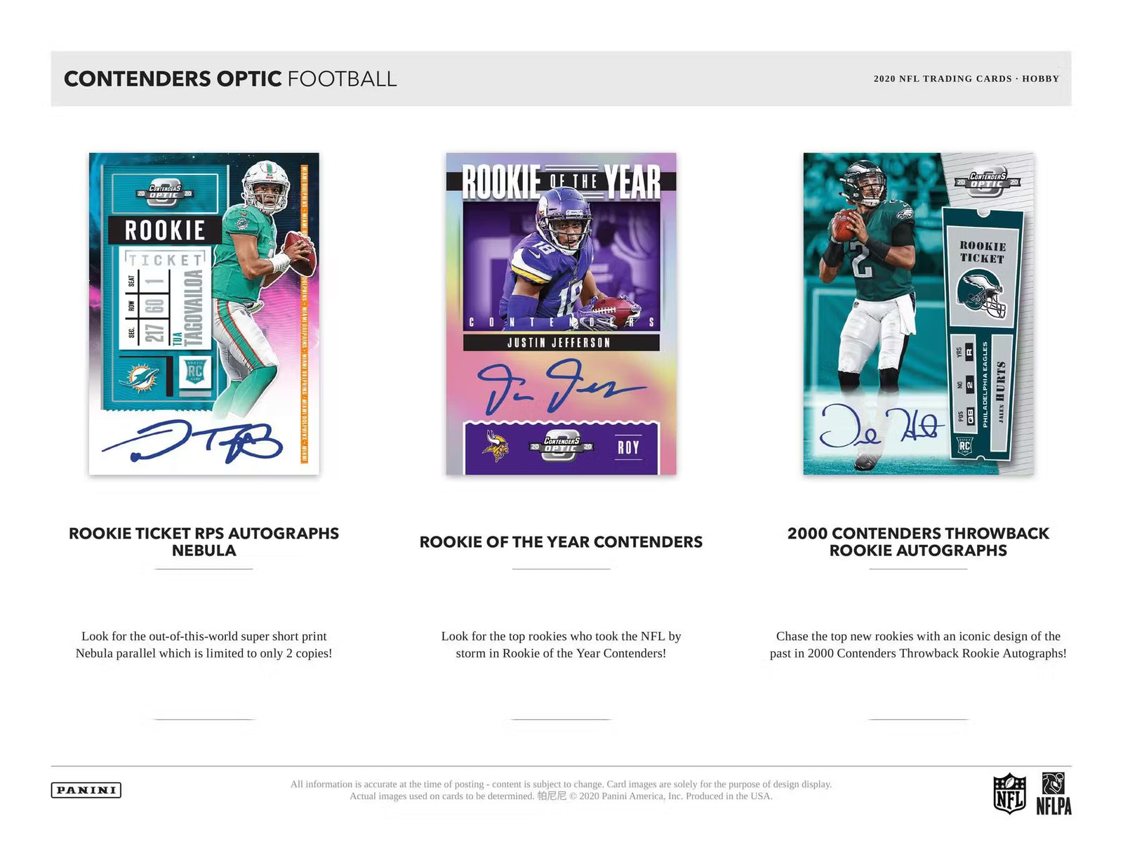 2020 Panini Contenders Optic Football Hobby Trading Cards