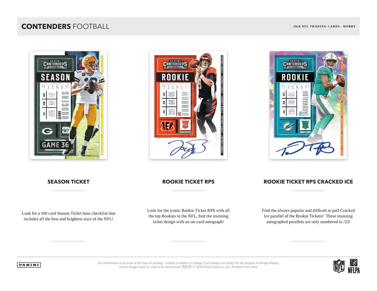 2020 Panini Contenders Football Hobby Trading Cards