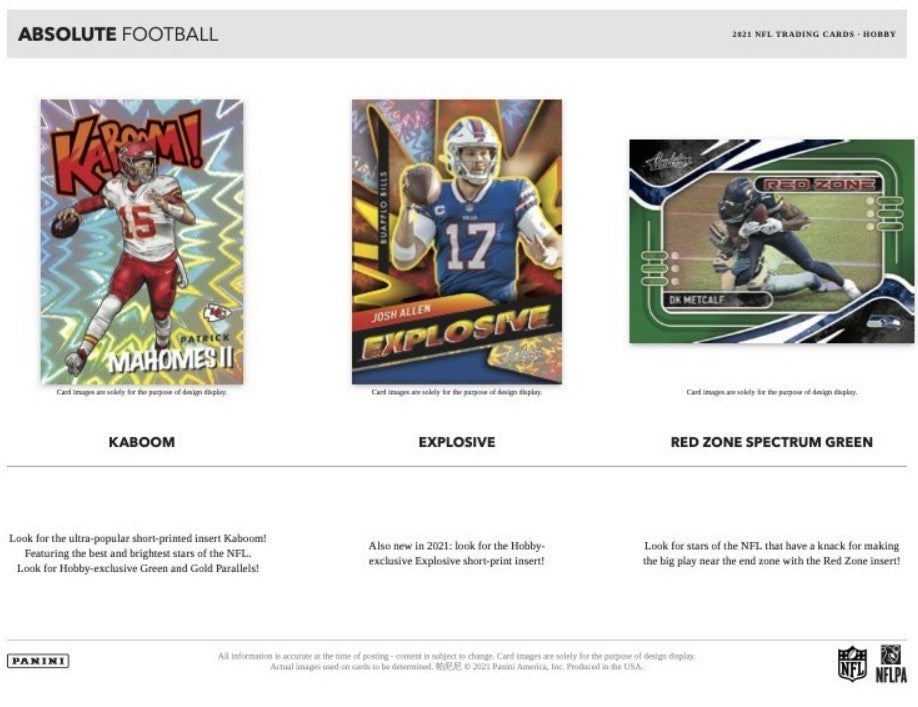 2021 Panini Absolute Football Hobby Trading Cards